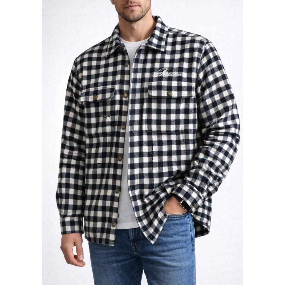 Pacsun men’s black n white plaid shacket button down shirt size medium